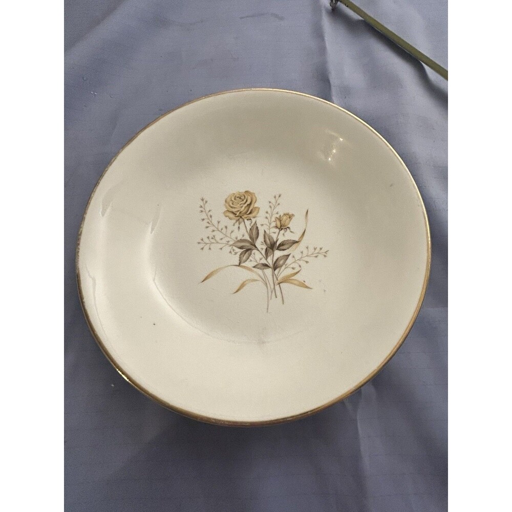 Gold Rose 8″ Coupe Soup Salad Bowl Vintage No Flaws